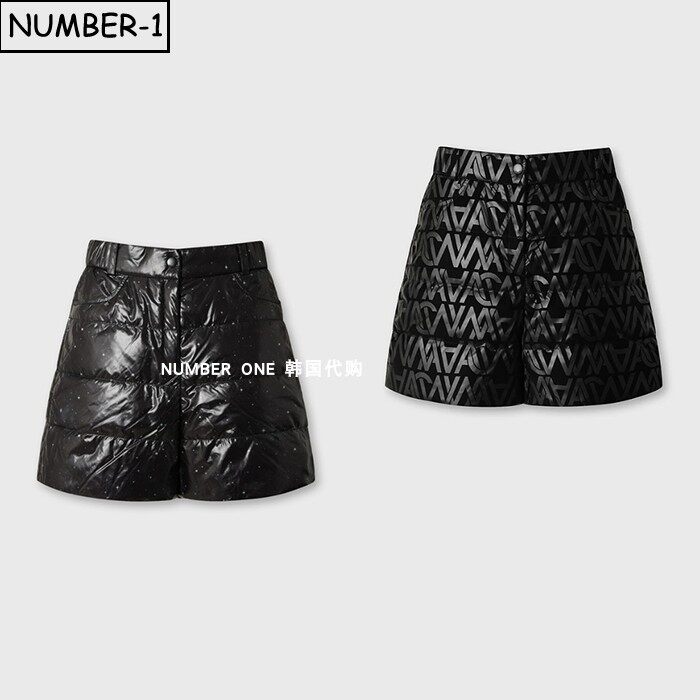 韩国代购waac高尔夫球服26年女冬徽标印花图案侧口袋运动羽绒短裤