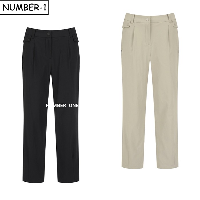 韩国代购pearly gates高尔夫球服25年女秋纯色徽标侧口袋休闲长裤