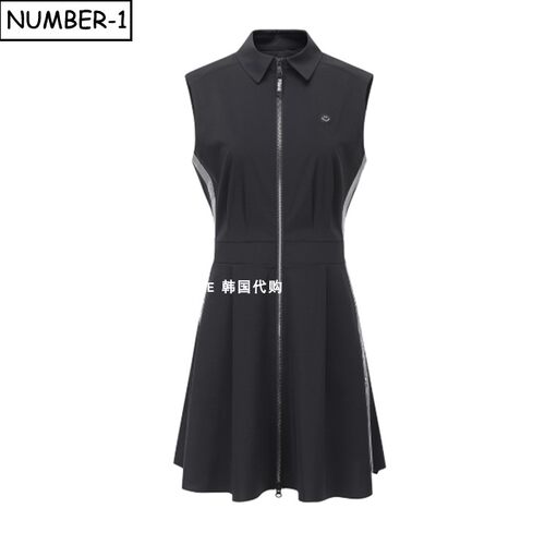 韩国代购pearly gates高尔夫球服26年女春微笑徽标无袖拉链连衣裙