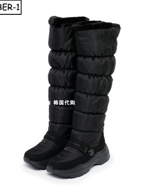 韩国代购w angle高尔夫球鞋25年女冬季纯色徽标毛绒保暖长筒靴子