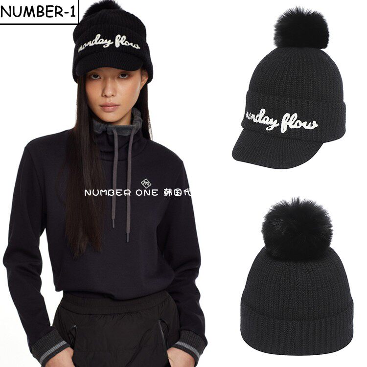 折扣韩国代购MONDAY FLOW高尔夫球帽24年女款冬季保温百搭针织帽
