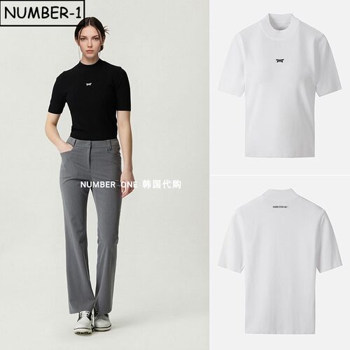 韩国代购pxg高尔夫球服26年女夏季纯色徽标符号圆领短袖T恤针织衫