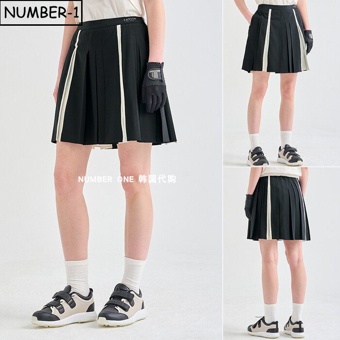 韩国代购高尔夫球服26年女夏季拼色徽标符号侧口袋褶裥半身裙短裙