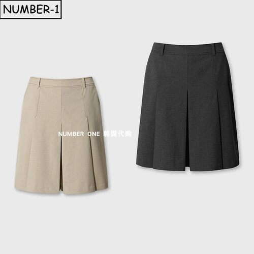 韩国代购waac高尔夫球服26年女秋纯色徽标口袋侧拉链褶皱裤半身裤