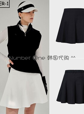 韩国代购ANELL高尔夫球服23年女春棉质喇叭裙弹力运动golf半身裙