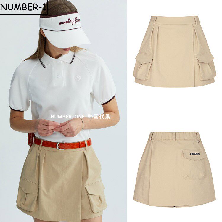 韩国代购MONDAY FLOW高尔夫球服26年夏纯色轻质户外运动半身短裙