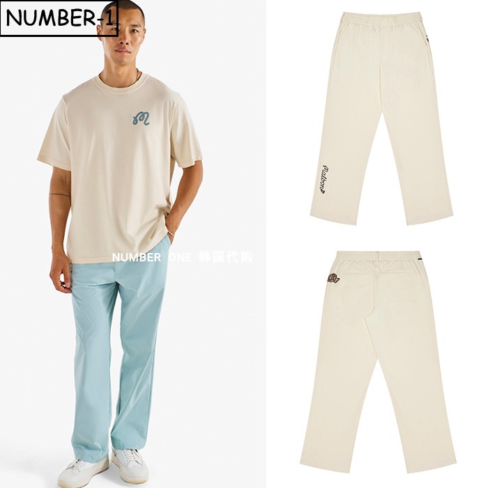 韩国代购malbon高尔夫球服25年男秋纯色徽标图案侧口袋运动裤长裤