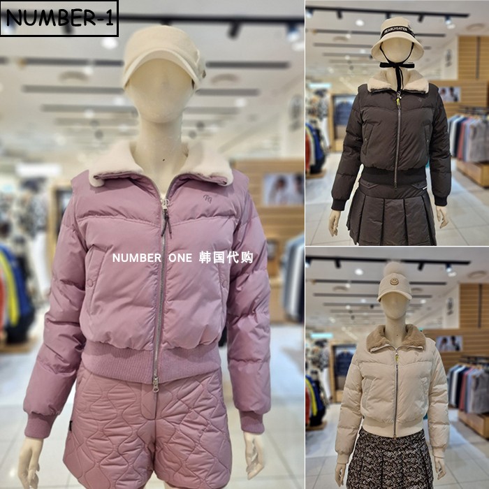 韩国代购pearly gates高尔夫球服25年女冬微笑徽标高领长袖羽绒服