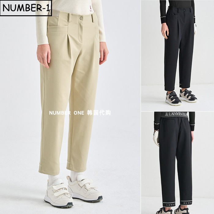 韩国代购高尔夫球服25年女冬纯色徽标刺绣侧口袋运动裤休闲裤长裤