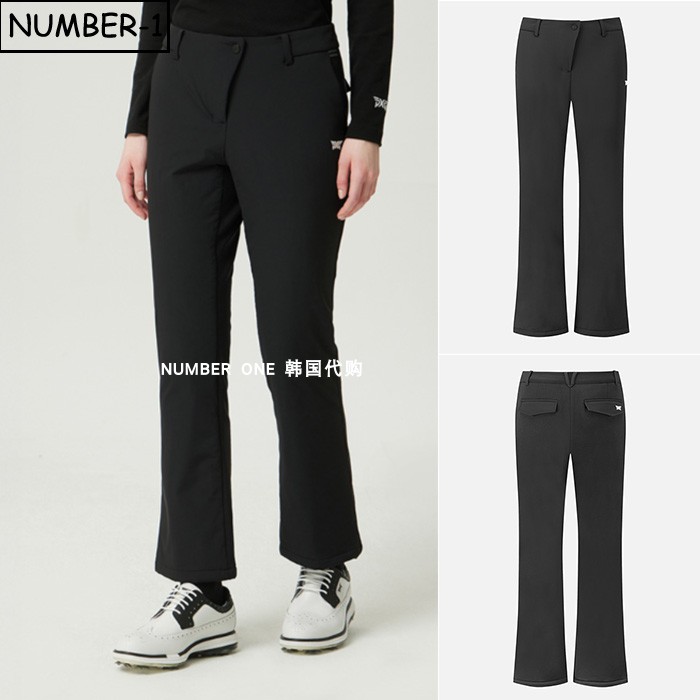 韩国代购pxg高尔夫球服25年女冬纯色徽标侧口袋保暖羽绒靴裤长裤