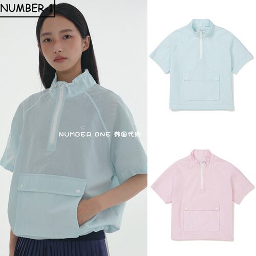 韩国代购CLOVE高尔夫球服24年女夏透气柔软百搭大口袋半拉链上衣