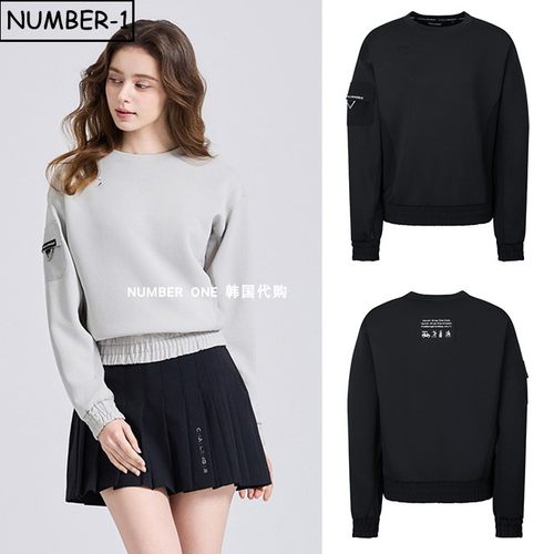 韩国代购challenger高尔夫球服25年女秋冬徽标圆领长袖针织衫上衣