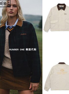 折扣韩国代购malbon高尔夫球服25年女秋纯色口袋拉链翻领长袖风衣
