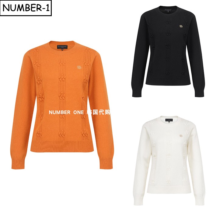 韩国代购st andrews高尔夫球服25年女冬徽标圆领长袖羊绒针织上衣