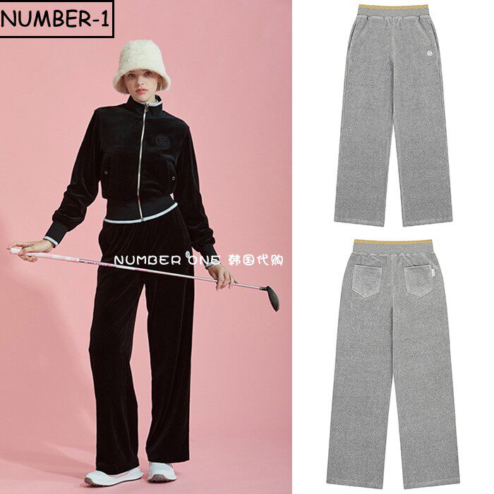 韩国代购CHUCUCHU高尔夫球服24年女冬纯色徽标侧口袋运动裤休闲裤