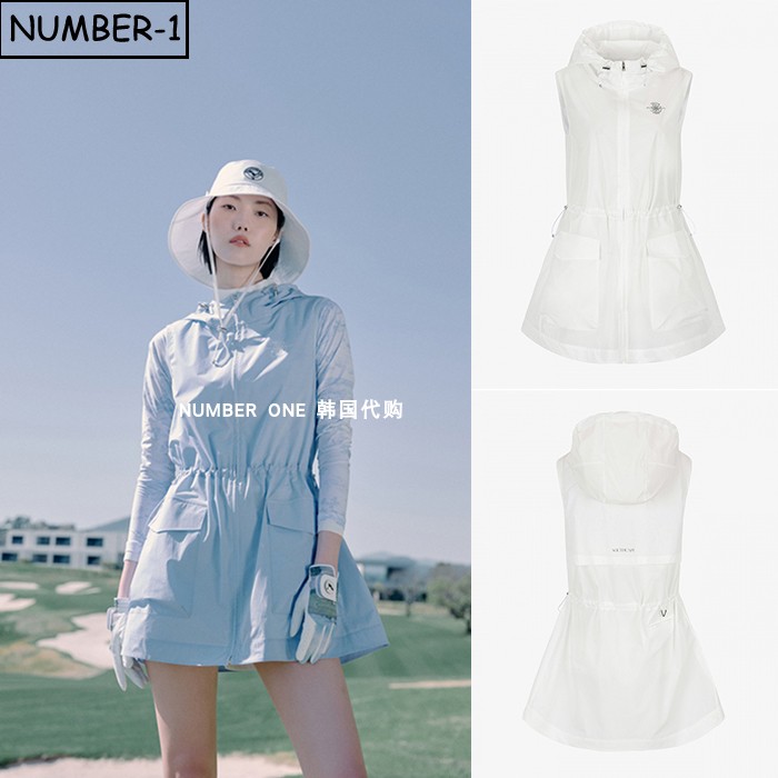 韩国代购southcape高尔夫球服26年女夏季纯色徽标拉链连帽连衣裙