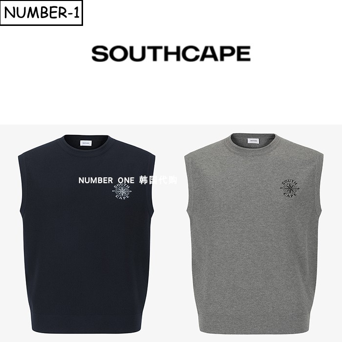 韩国代购southcape高尔夫球服26年男秋徽标图案圆领无袖针织背心