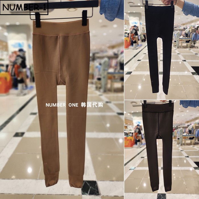 韩国代购master bunny高尔夫球服25年女冬纯色徽标符号毛绒打底裤