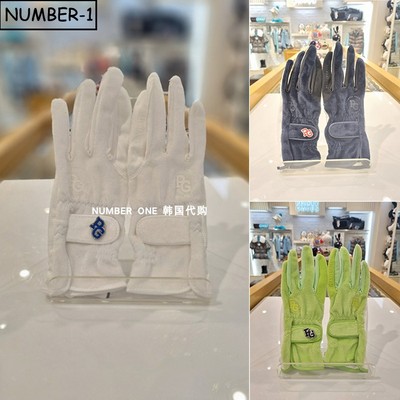 韩国代购pearly gates高尔夫手套25年女冬拼色徽标抓绒保暖双手套