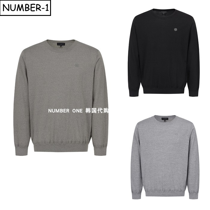 韩国代购st andrews高尔夫球服25年男冬纯色徽标圆领长袖羊毛上衣