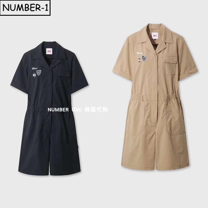 韩国代购waac高尔夫球服26年女夏纯色徽标图案翻领短袖T恤连体衣