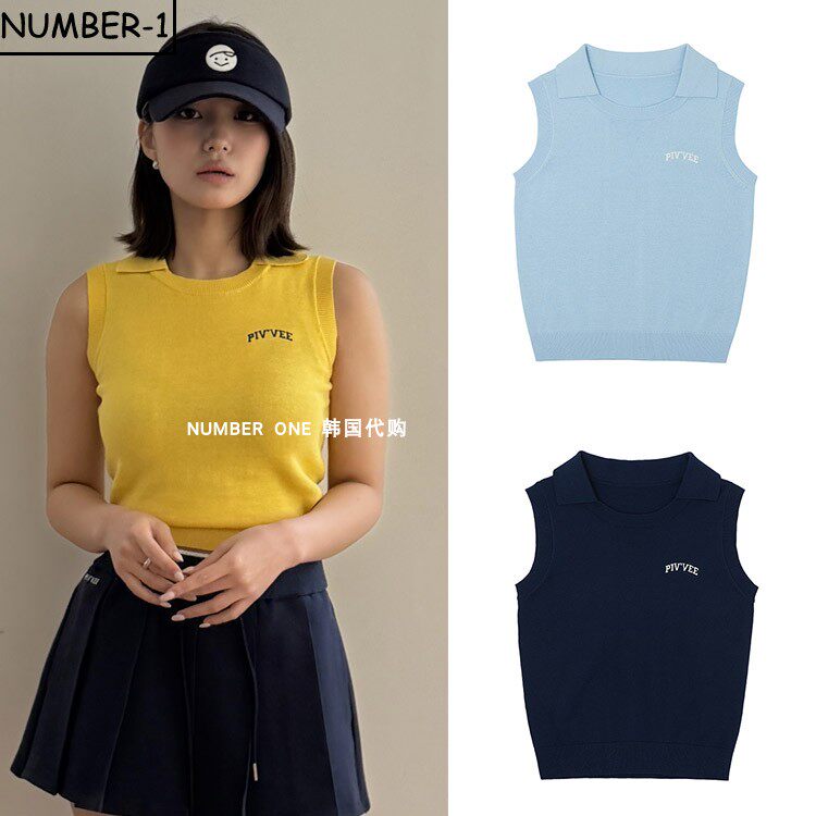 韩国代购pivvee高尔夫球服26年女夏简约纯色透气舒适马甲上衣