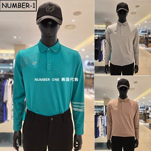 T恤 bunny高尔夫球服25年男秋徽标半纽扣翻领长袖 韩国代购 master