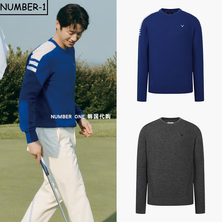 韩国代购CALLAWAY高尔夫球服25年男款冬季简约纯色加厚打底长袖