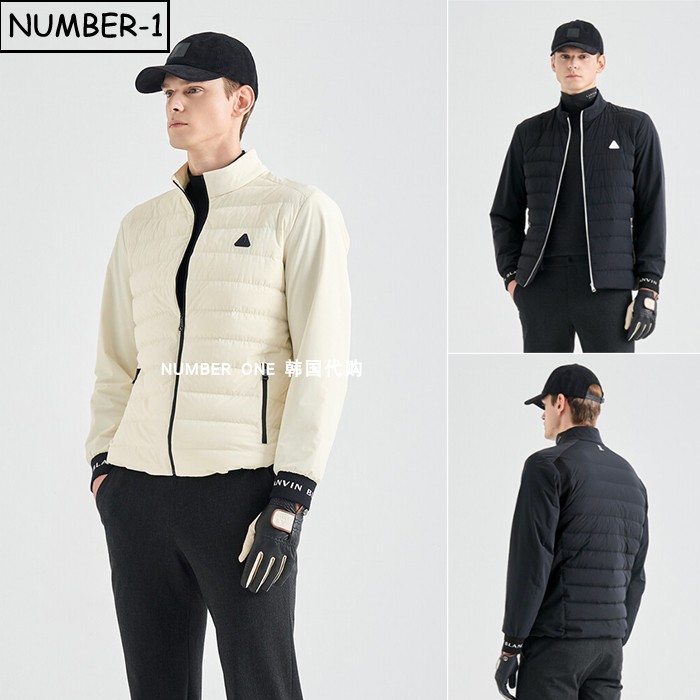 韩国代购高尔夫球服25年男冬纯色徽标拉链口袋小高领长袖保暖上衣