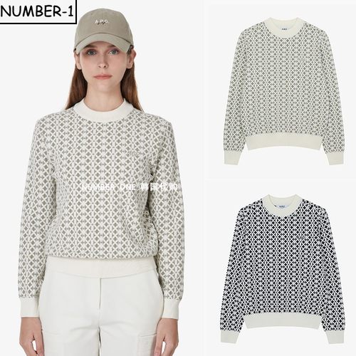 韩国代购APC高尔夫球服25年女款冬季时尚个性加厚保暖圆领长袖