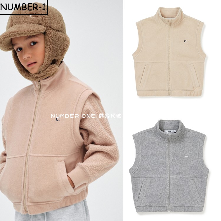 韩国代购CLOVE高尔夫球服23年冬男女童舒适保暖纯色叠穿无袖外套
