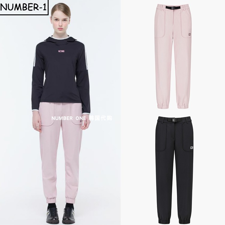 韩国代购LE COQ高尔夫球服25年女款秋冬纯色防风轻便户外运动长裤