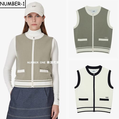 韩国代购APC高尔夫球服25年冬季女款时尚纯色保暖叠穿马甲上衣