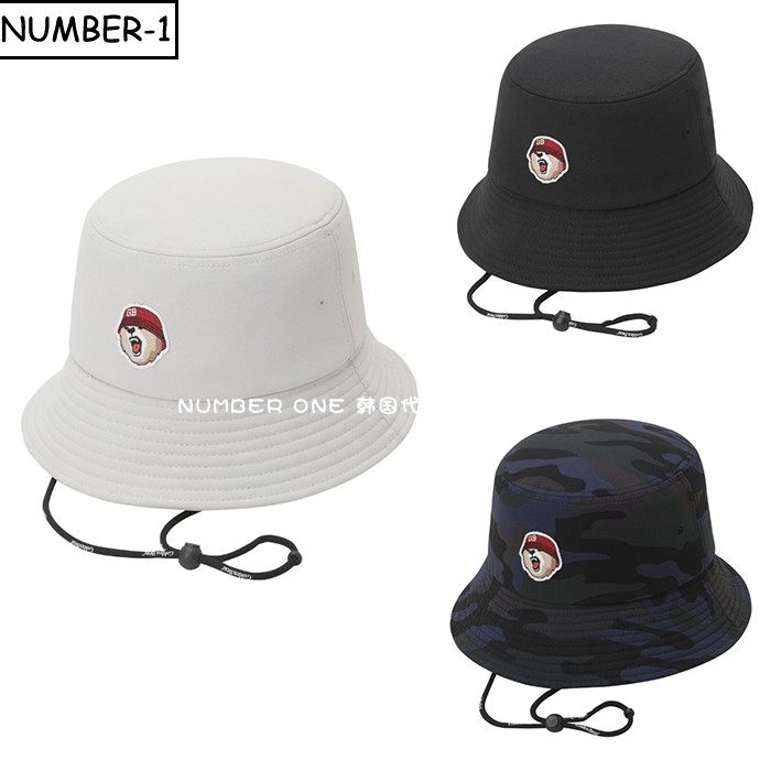 韩国代购golden bear高尔夫球帽24年男女四季徽标图案系带渔夫帽