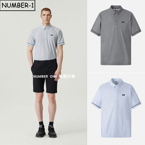 韩国代购pxg高尔夫球服26年男夏清爽透气半纽扣翻领短袖T恤polo衫