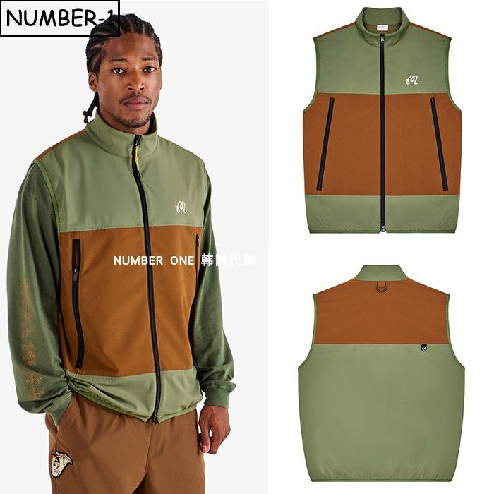 韩国代购malbon高尔夫球服26年男春季拼色徽标拉链口袋小高领背心