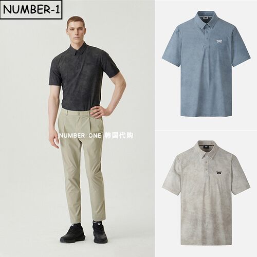 韩国代购pxg高尔夫球服26年男夏吸湿速干半纽扣翻领短袖T恤polo衫