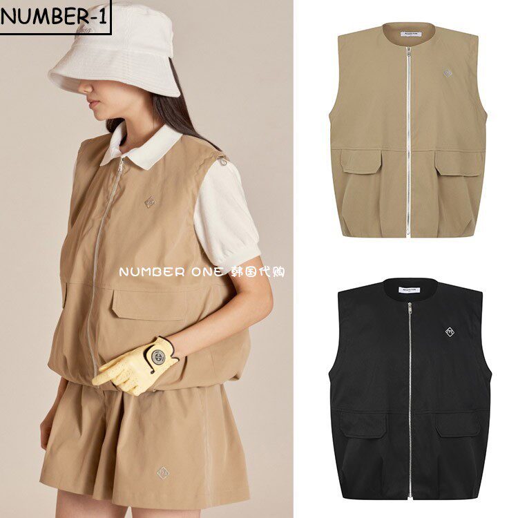 折扣韩国代购MONDAY FLOW高尔夫球服女秋冬时尚叠穿拉链无袖马甲