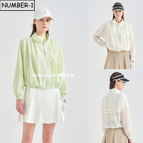 韩国代购高尔夫球服26年女春夏季纯色徽标口袋小高领凉感透气上衣