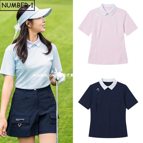 韩国代购challenger高尔夫球服26年女夏徽标图案翻领短袖T恤上衣