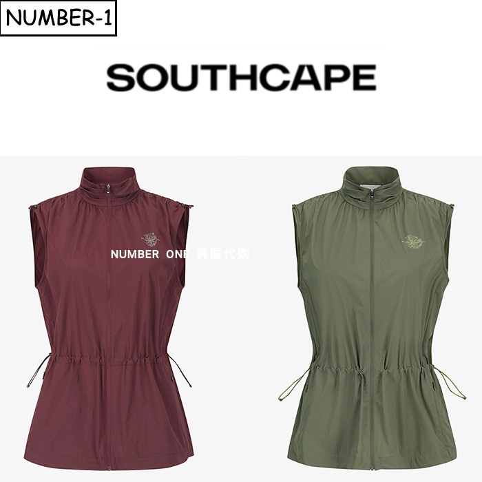 韩国代购southcape高尔夫球服26年女秋季拉链口袋小高领无袖上衣