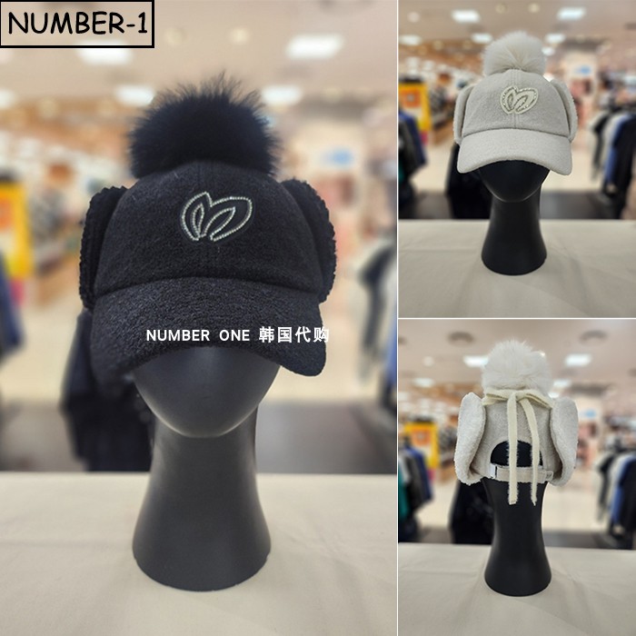 韩国代购master bunny高尔夫球帽25年女冬季徽标绒球暖耳罩保暖帽