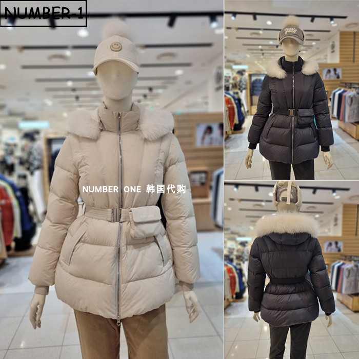 韩国代购pearly gates高尔夫球服25年女冬季可拆卸腰包长袖羽绒服