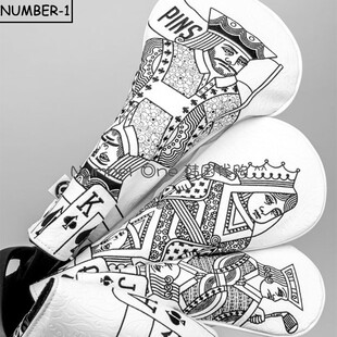 韩国代购 复古压花扑克一号木球杆套 PINS&ACES高尔夫球杆23年新款