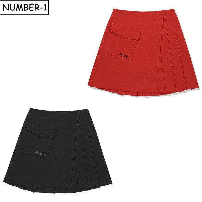 韩国代购malbon高尔夫球服25年女秋徽标口袋侧拉链褶皱半身裙短裙