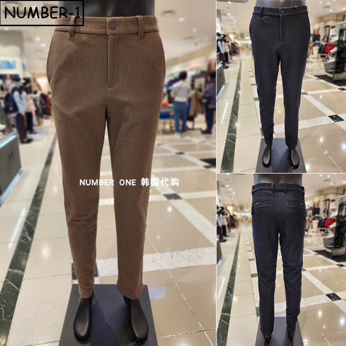 韩国代购master bunny高尔夫球服25年男冬纯色徽标侧口袋拉绒长裤