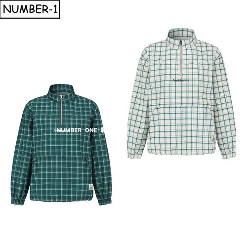 韩国代购pearly gates高尔夫球服26年女春格纹半拉链小高领套头衫