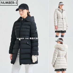 鹅绒保暖外套 可拆卸毛绒领口袋长袖 韩国代购 高尔夫球服25年女冬季