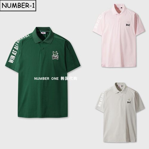 韩国代购waac高尔夫球服26年男夏吸汗速干凉感纽扣翻领短袖polo衫