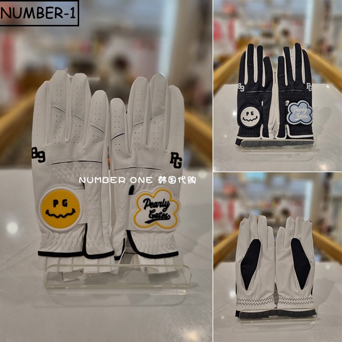 韩国代购pearly gates高尔夫手套25年女春季微笑徽标符号双手手套